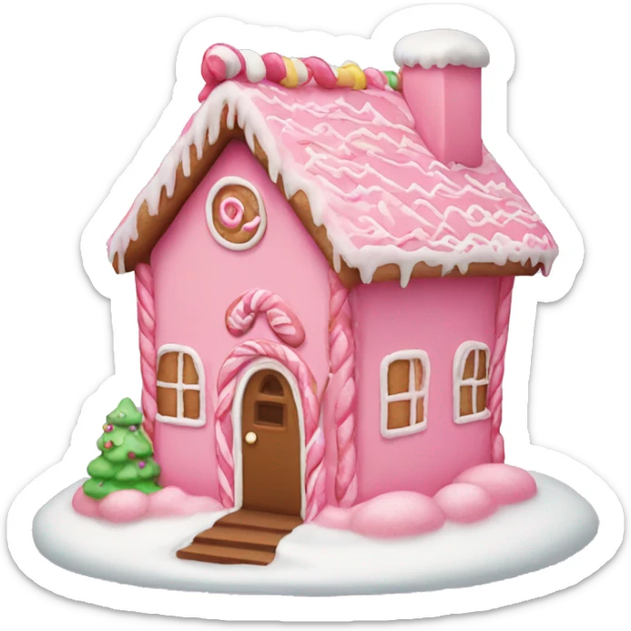 Pink gingerbread house sticker