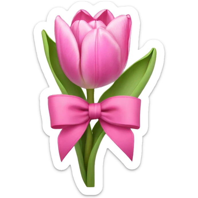 Pink tulips with a bow sticker