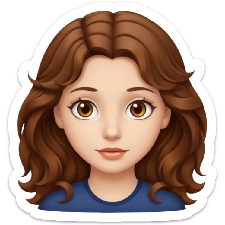 a beautiful girl with wavy volumes brown hazel hair, she has brown eyes  sticker