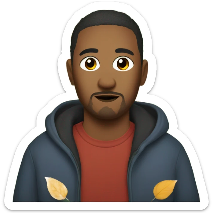 Pregnant homeless father with leaves sticker