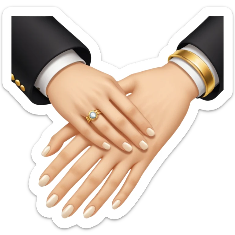 Two hands in a engagement..One hand of groom and one hand of bride. sticker