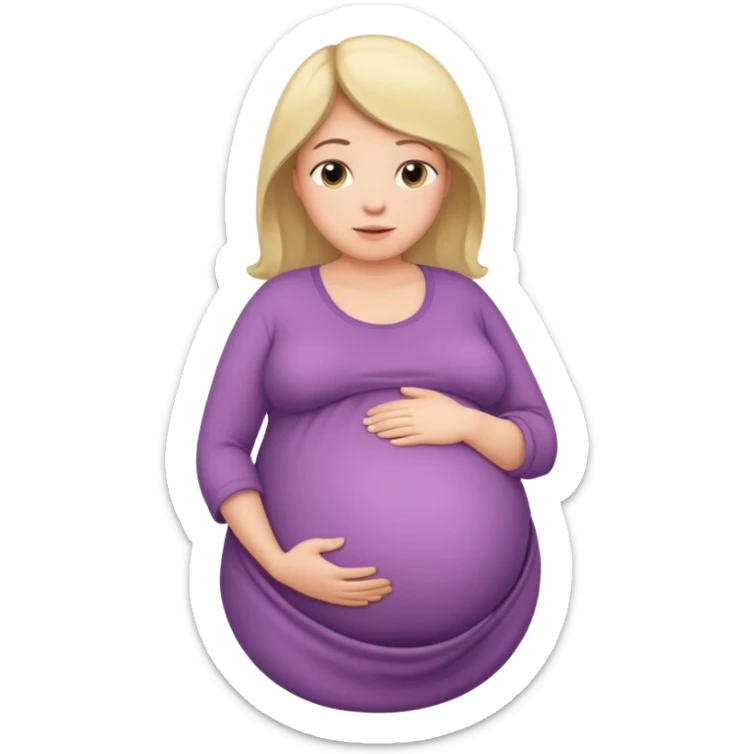 very heavily pregnant overdue woman with unnaturally very large belly sticker