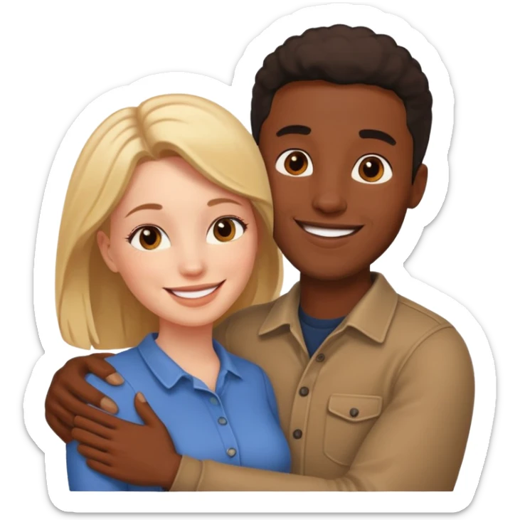 Romance - feeling of excitement associated with love - black man and white woman together sticker