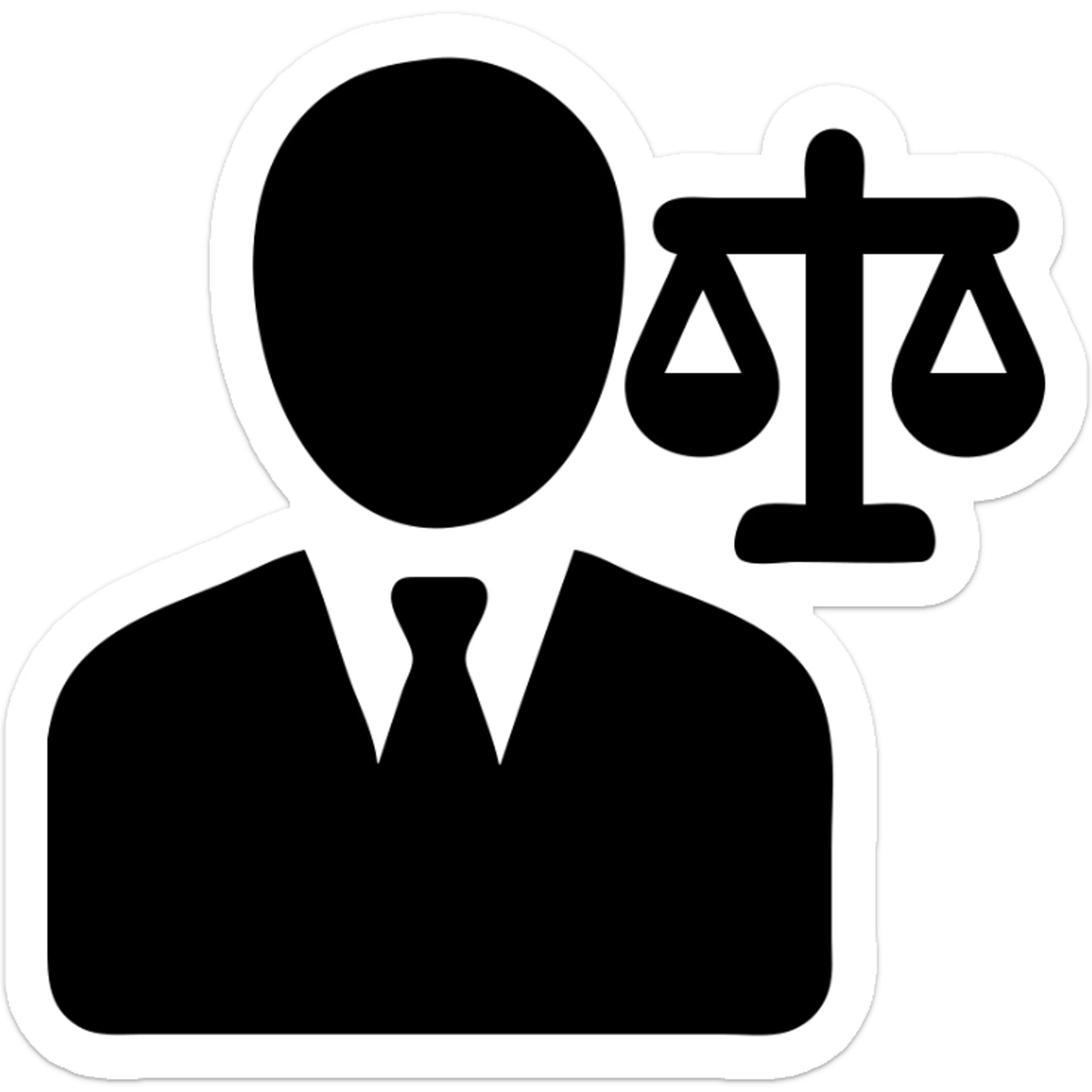 legal expert icon, person with scales of justice sticker