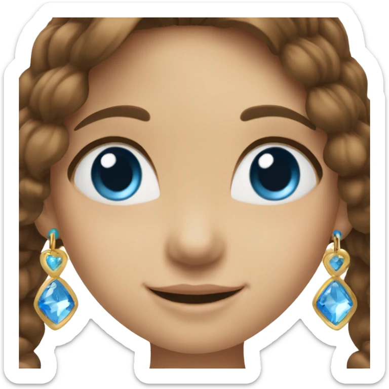 smiling girl with brown hair and blue eyes with jewelry sticker