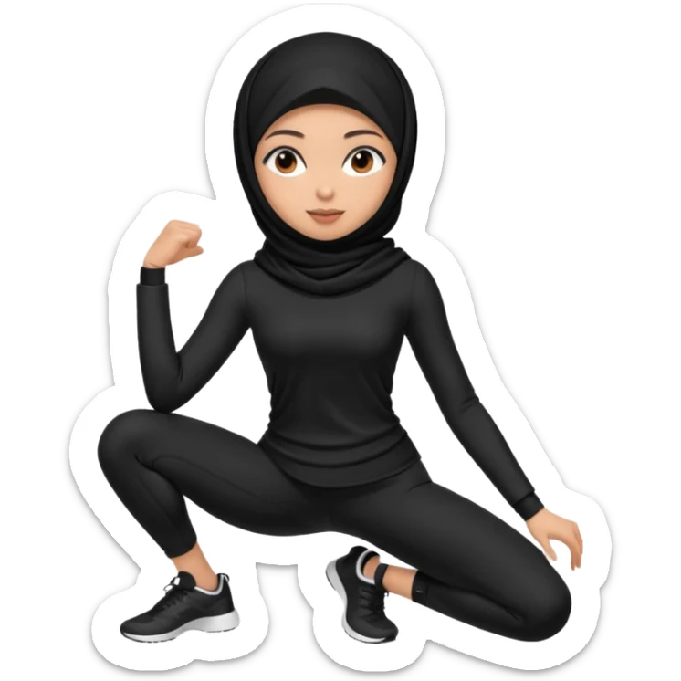 girl wearing a black hijab and is a fitness trainer sticker