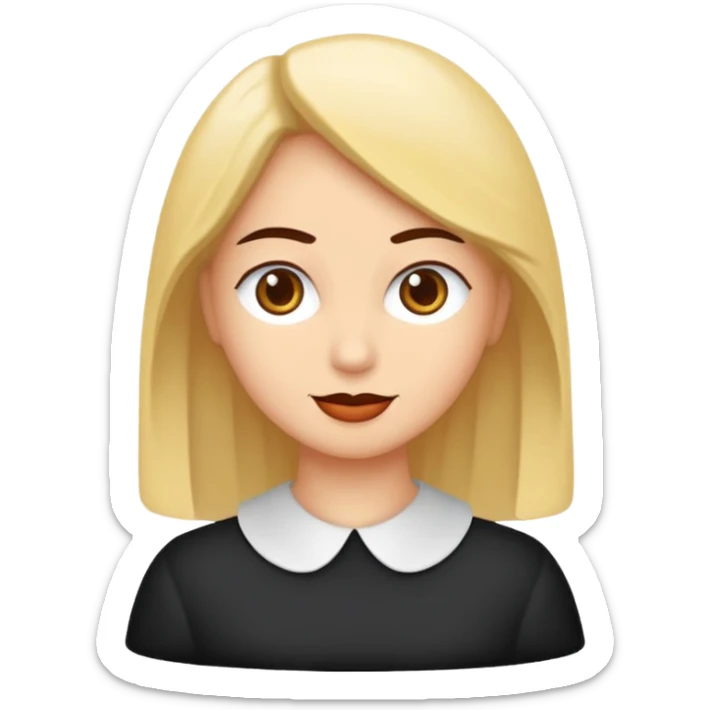 Çok güzel bir sarışın kadın saçları düz uzun kıyafeti beyaz göz rengi kahverengi sticker