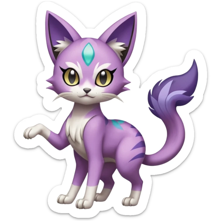 Meloetta-Purrloin-Gatomon-Pokémon-Fakémon-fusion-hybrid-creature sticker