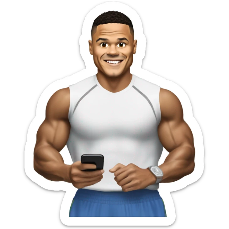 Jermaine Jenas at the gym sending a photo by text to a work colleague sticker