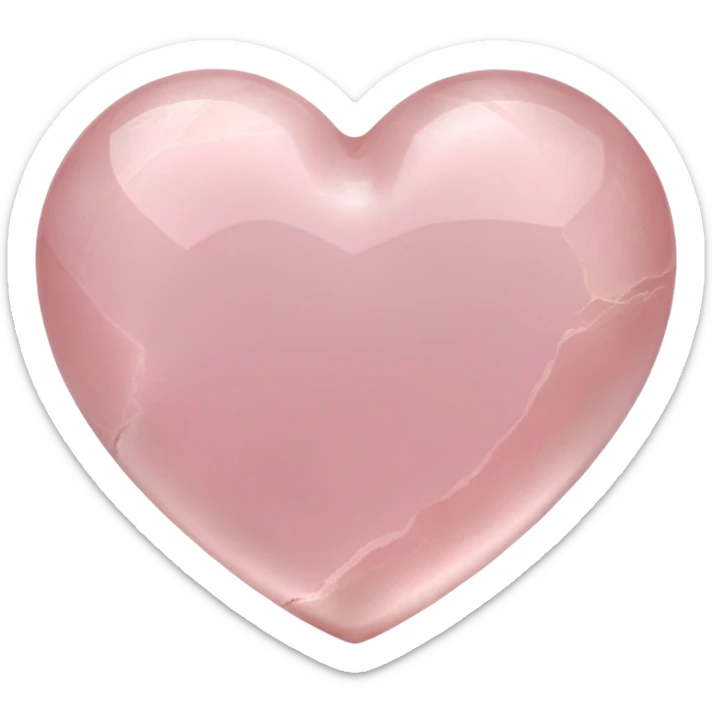 Carved rose quartz heart with rosy pink tone and smooth lustrous finish sticker