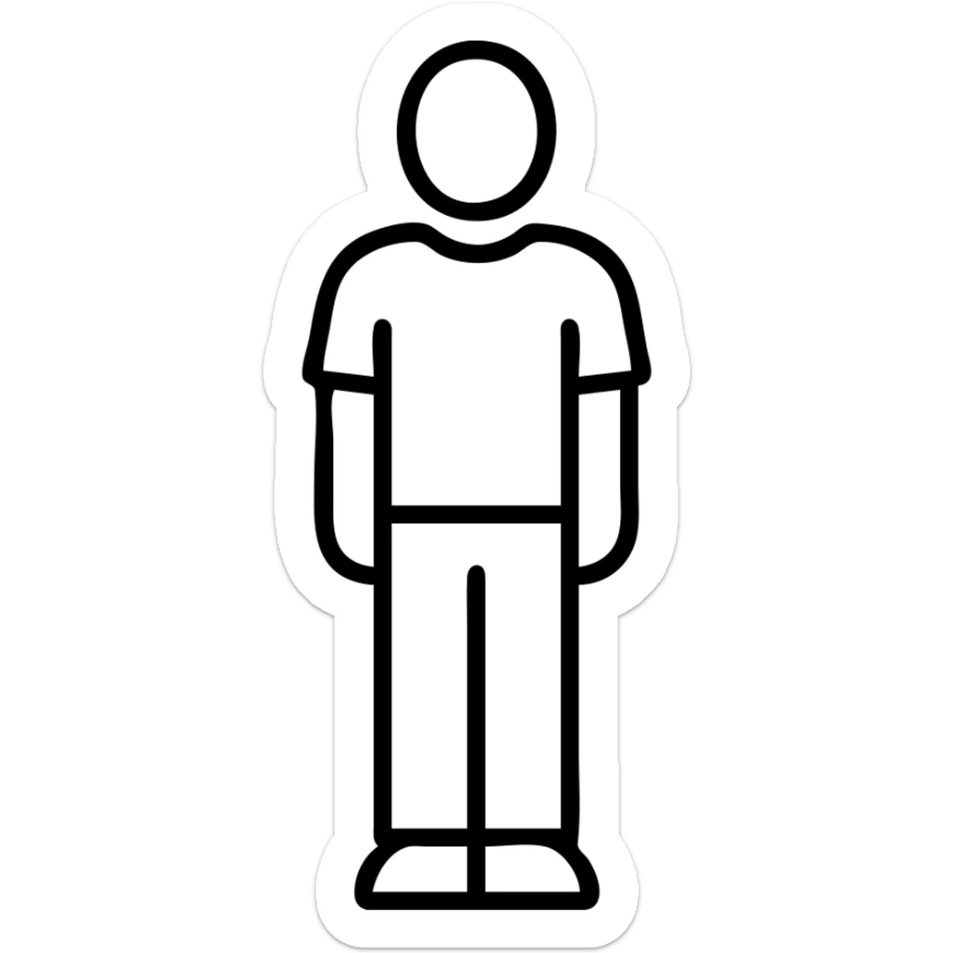Outline icon of person in casual outfit, standing sticker