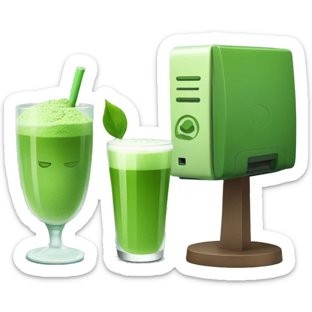 A glass of matcha and a computer nearby A glass of matcha and a computer nearby  sticker