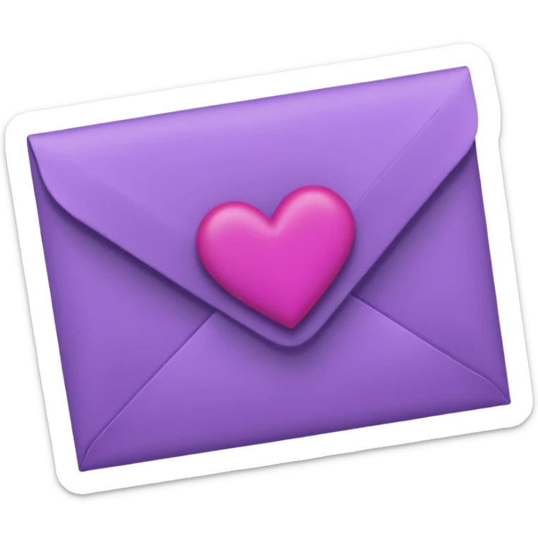 IOS's love letter emoji but with a purple heart instead of a red heart, closed sticker