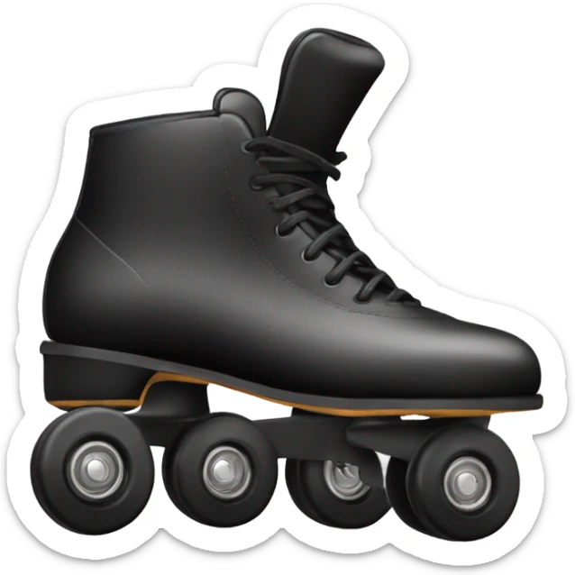 Pair of black roller skates with black wheels and black laces and black plate with no stopper sticker