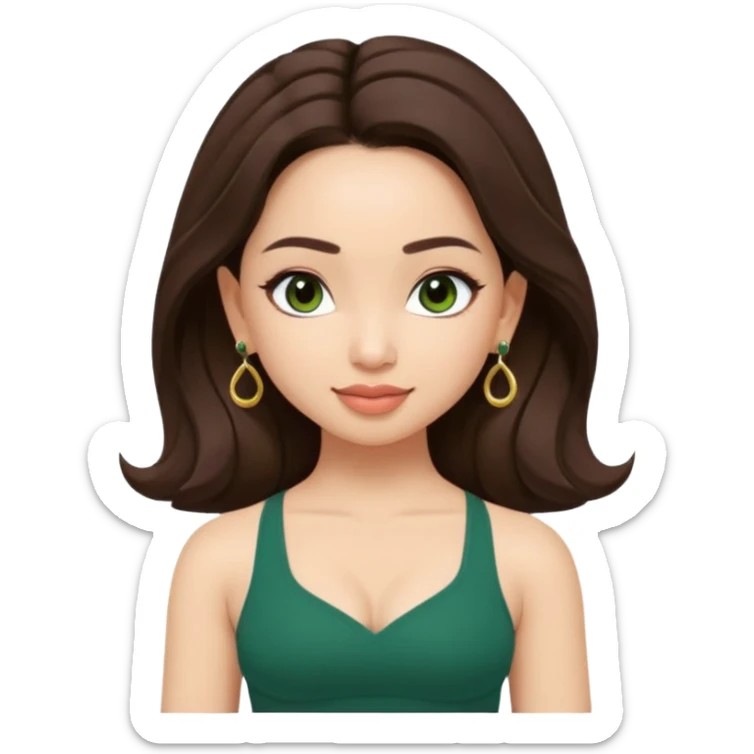 pretty bratz genmoji that looks like tamannah bhatia (bollywood actress), wearing a dark green sweetheart neckline top, dark brown hair, light makeup, no necklace, dangly earrings, side hair part, dark brown eyes, doing yoga sticker