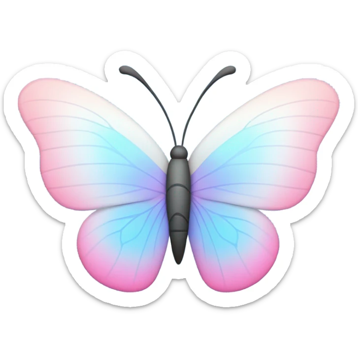 A butterfly but its wings are the colors of a trans flag sticker