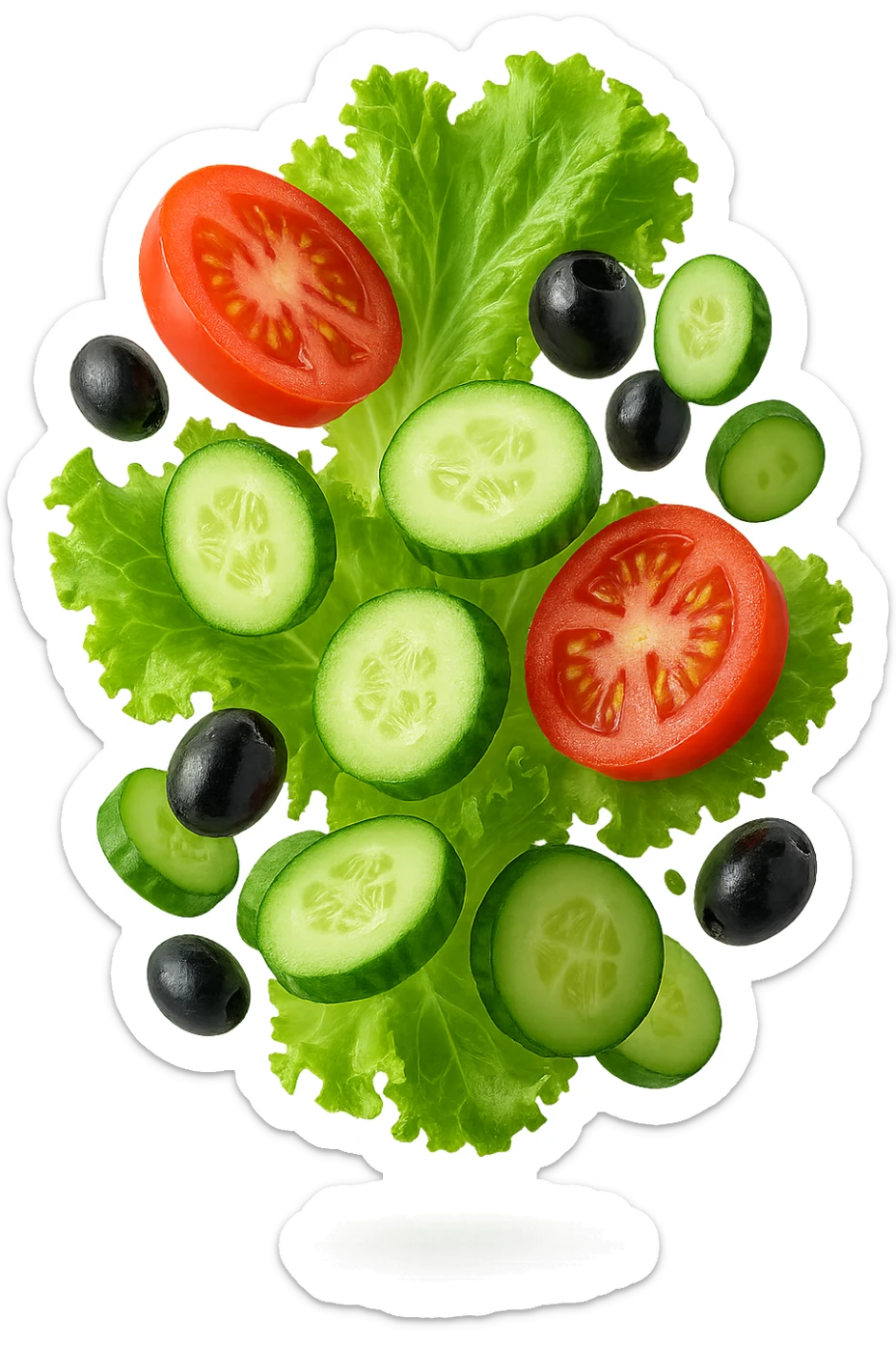 INSALATA FLUTTUA IN ARIA, iperrealistico 4k sticker