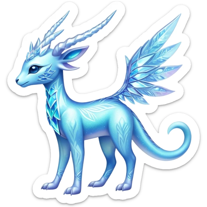 Shiny Exotic Colorful Ethereal Sparkly Amaura-Aurorus-Fakémon-hybrid-creature (full body)  sticker