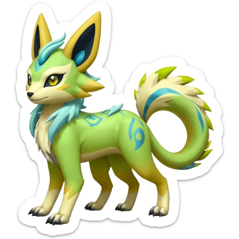  Exotic Tropical Meloetta-Zygarde-Zeraora-Renamon-Protogen-Palkia-hybrid-fusion-Fakémon-creature, full body sticker