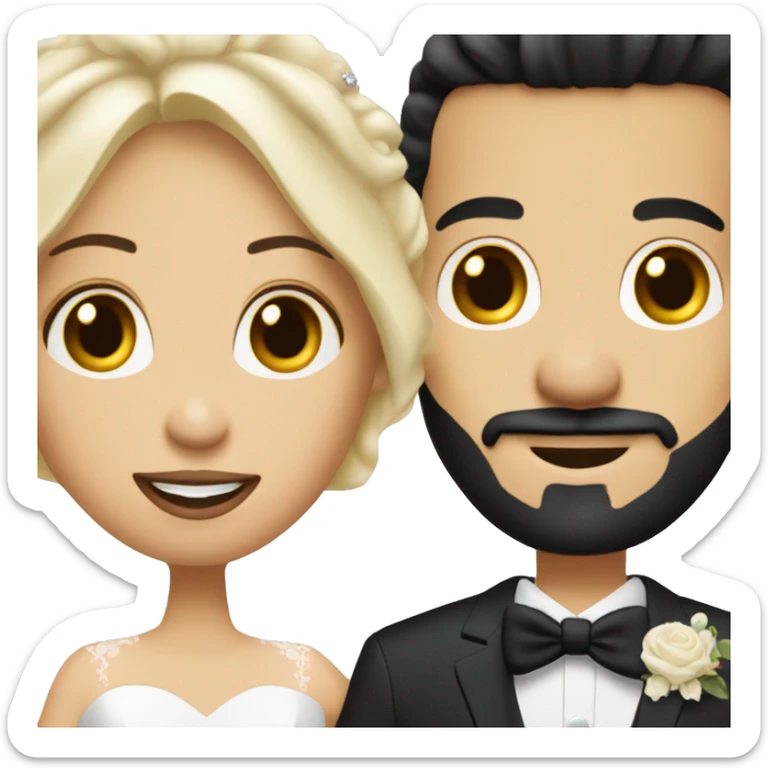 wedding couple groom has goatee and black hair. bride has blonde hair big bust  sticker