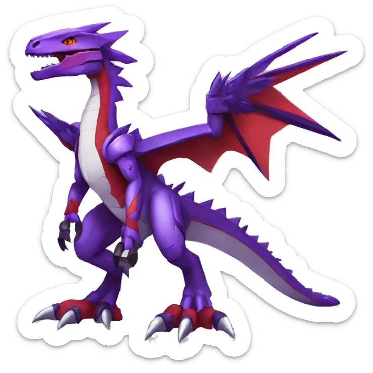  Cool Edgy Purple Red Digimon-Fakemon-Guilmon-Velociraptor-Dragon-Mecha full body sticker
