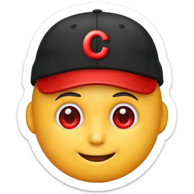 Quiero un emoji con una gorrita negra con las letras CH en color rojo sticker