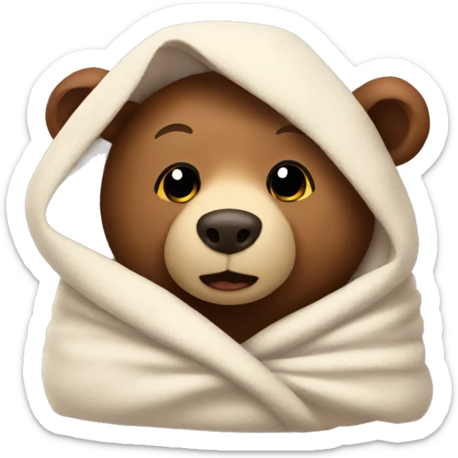 bear cozy in blanket sticker