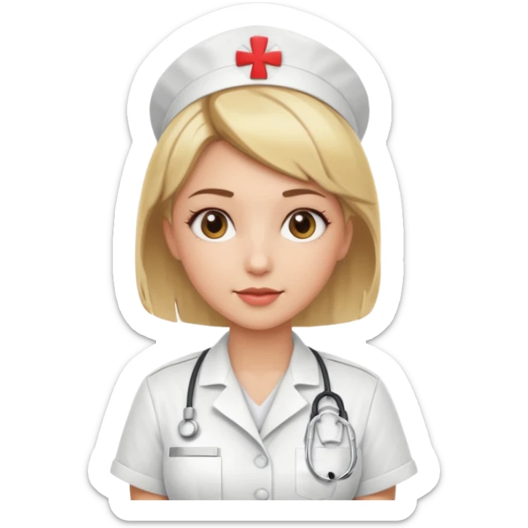 Sexy nurse blonde, wild short hair, Brown-blonde highlights 
 sticker