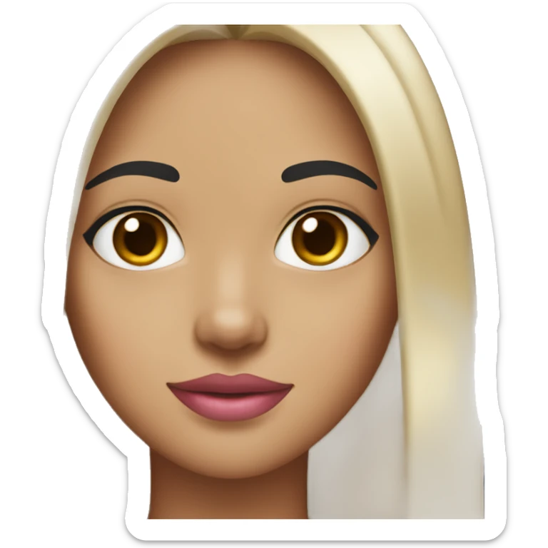 Girl with straight black hair and light tan skin with brown eyes and pink lips sticker