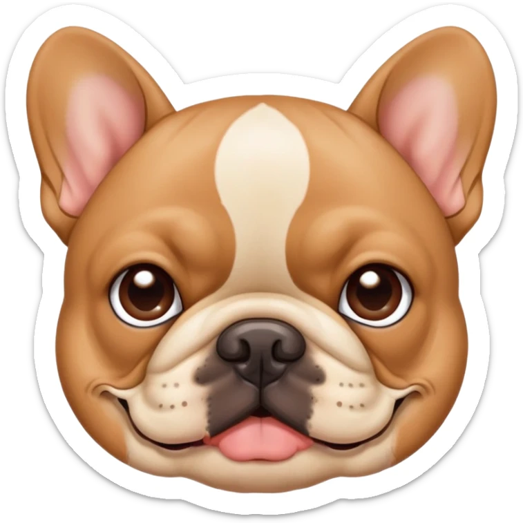 tan French bulldog face, no body, close-up portrait sticker
