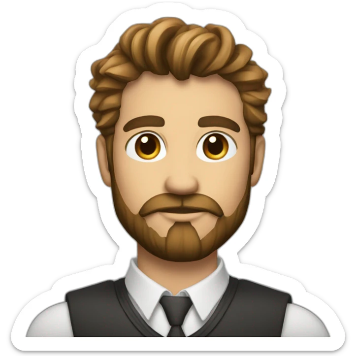 Elegant man, with a good necklace and watch holding his chin with the hand of his watch in an imposing manner. He has good hair and styling and a structured beard. sticker