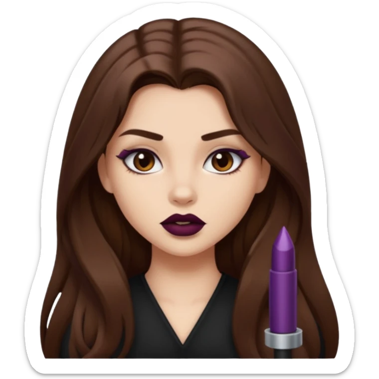 a pretty bratz fair girl with brown long hair styled well, looking like a baddie sticker