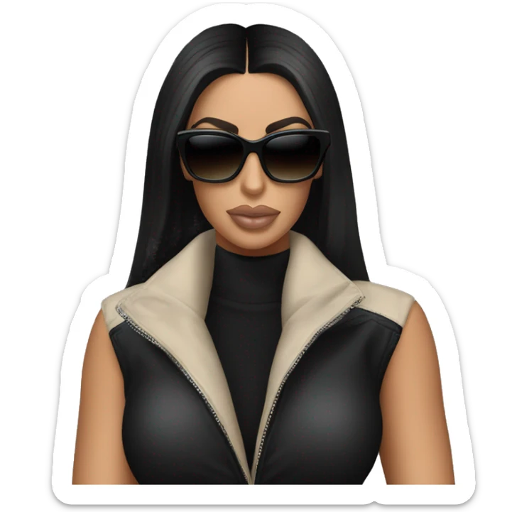 kim kardashian wearing balenciaga sun glasses in a full black outfit sticker