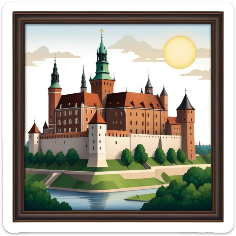 Cinematic Realistic Wawel Castle Landmark Emoji, depicted with the historic royal castle rendered with intricate detail and dramatic, majestic lighting. sticker