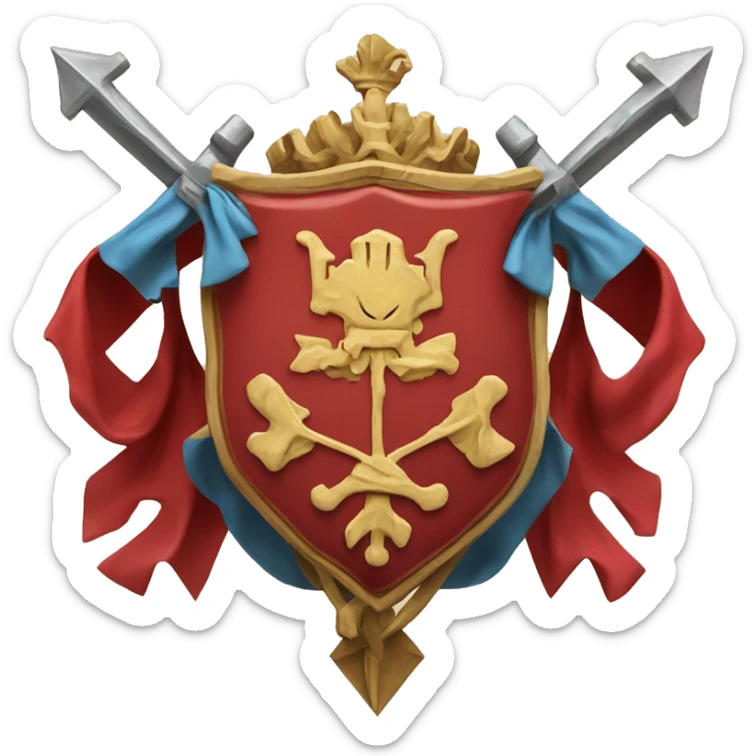 ancient red arisocratic baroque coat of arms with 3 crossed arrows in center sticker