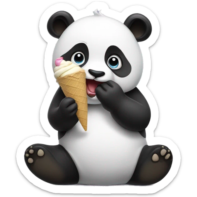 Panda eating ice cream sticker