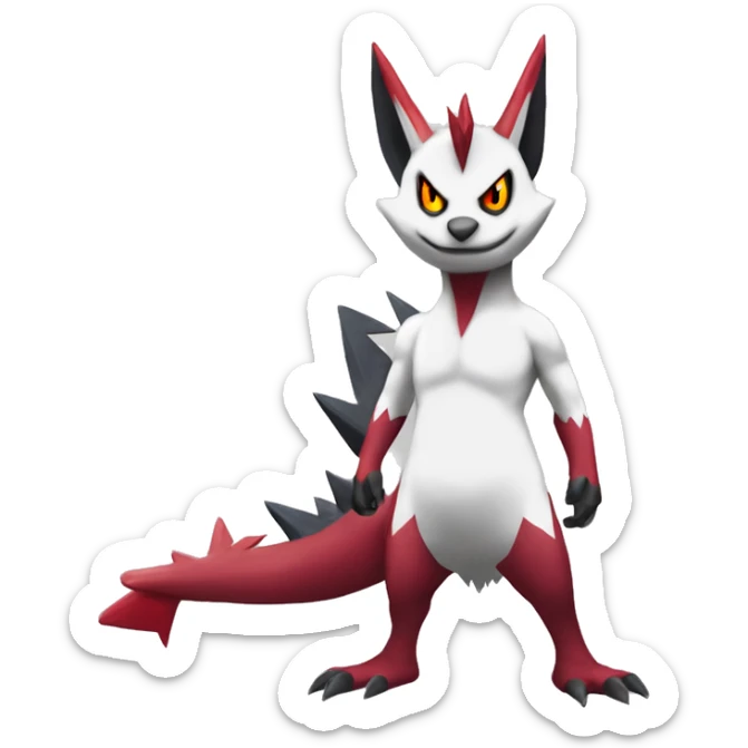 Cool Edgy Zangoose-Seviper Fakémon Digimon with Edgy markings, full body, outlined sticker