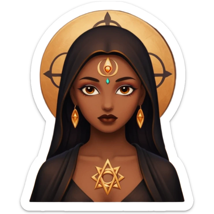 Dark oil traced over woman’s skin forming occult symbols, sensual devotion sticker