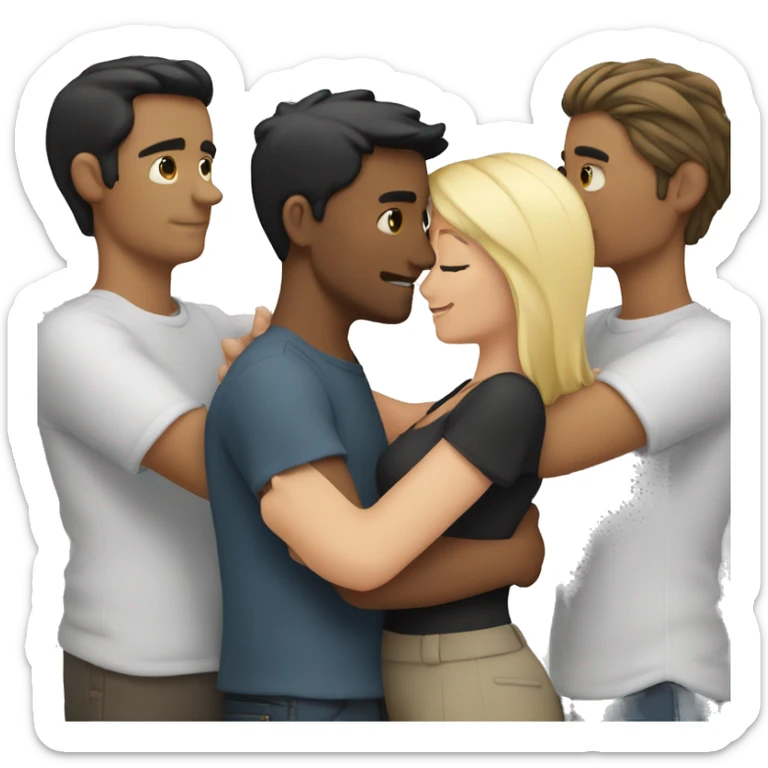 Couple hug  one white male with black hair and a female with blond hair sticker