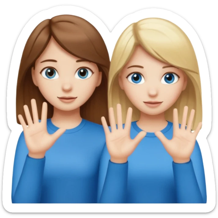 Two girls saying six seven one with brown hair. And doing hand movements  white skin six seven SAYING SIX SEVEN ONE WITH BLOND HAIR blue eyes sticker