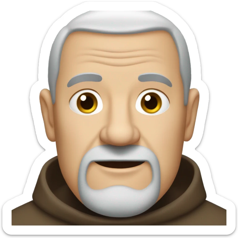 A middle-aged white male friar with a grizzled appearance, buzz cut, no facial hair, and a square jaw. sticker