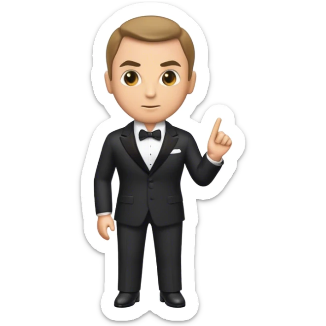 Cinematic Realistic James Bond Portrait Emoji, depicted as a suave, sophisticated secret agent in a tailored suit with a cool, composed gaze and an air of stealth and charm, rendered with crisp textures and dynamic cinematic lighting that captures his timeless espionage allure. sticker