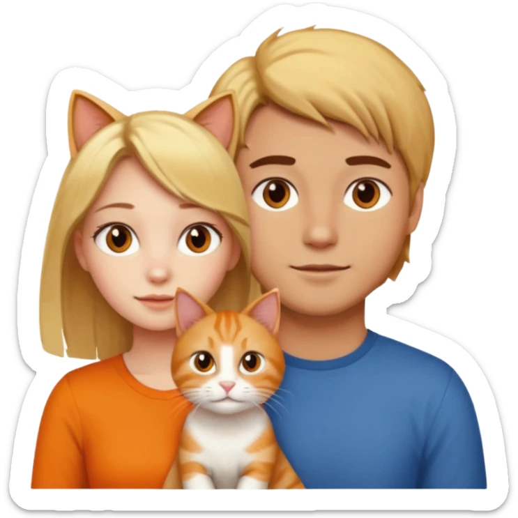 blond-hair-girl-and-brown-hair-man-and-orange-cat sticker
