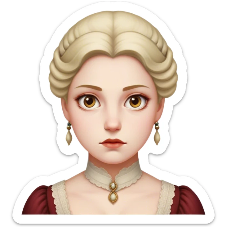 Cinematic Realistic Marie Curie Portrait Emoji, depicted as a pioneering scientist with a determined gaze in period attire, rendered with detailed textures and soft intellectual lighting that captures her groundbreaking legacy. sticker