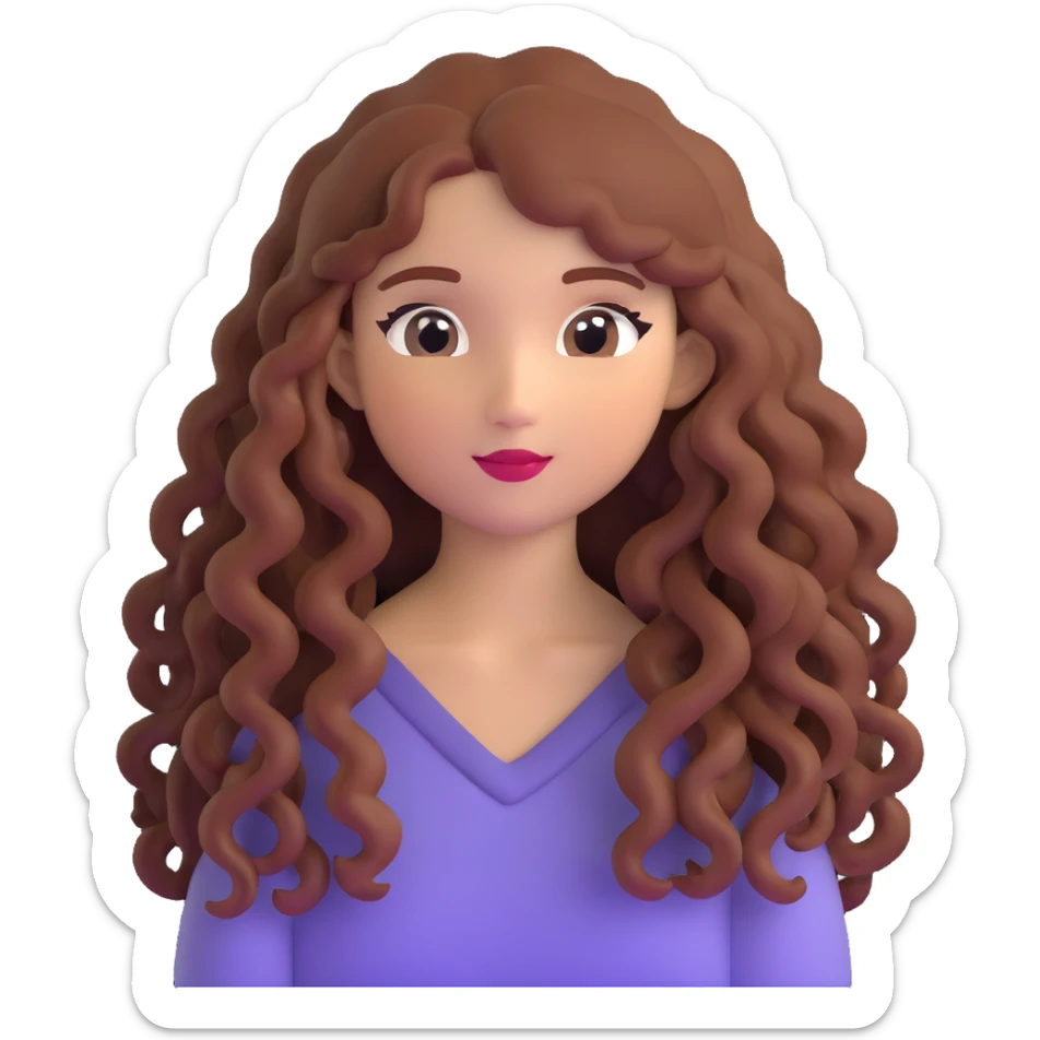 Girl with beautiful long curly hair sticker
