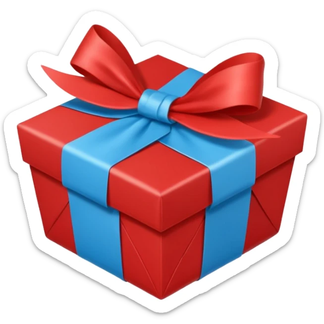 Cadeau rouge et bleu et avec dessus un étiquettes avec marqué en texte  : cadeau à la clé sticker