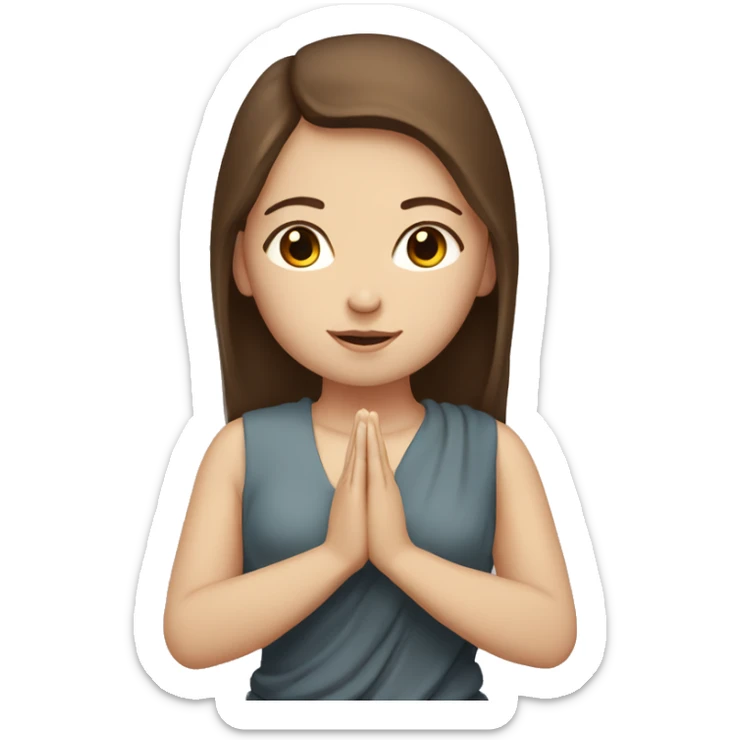 white girl with brown hair and brown eyes, praying to a buddhist god sticker
