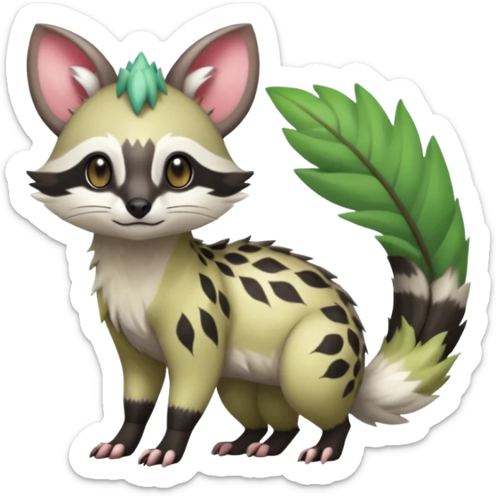 Rare realistic cool cute epic aesthetic colorful Amaura-Shaymin-Civet-Genet-species-Fakemon-hybrid-creature, with markings, full body sticker