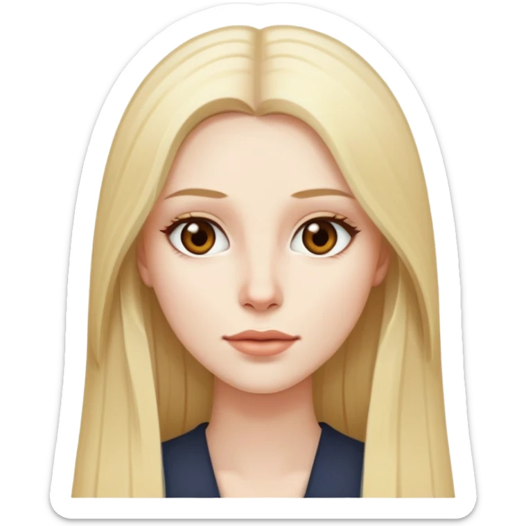 woman with pale skin, long straight blonde hair, brown eyes sticker