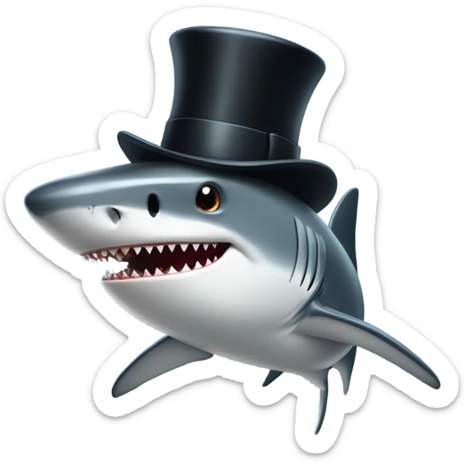 Shark with a top hat sticker